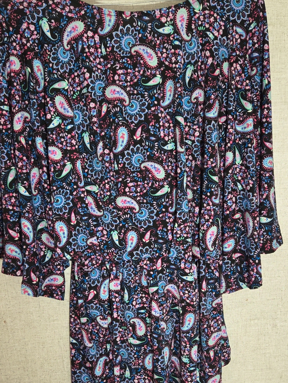 Dear Scarlett Black Paisley Tunic with Pink and Blue Accents - Picture 3 of 3